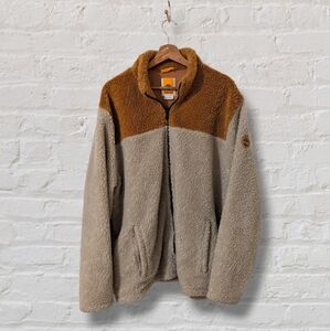 Timberland Thick Zip Up Fleece Winter/Fall Jacket Khaki Brown Size XXL